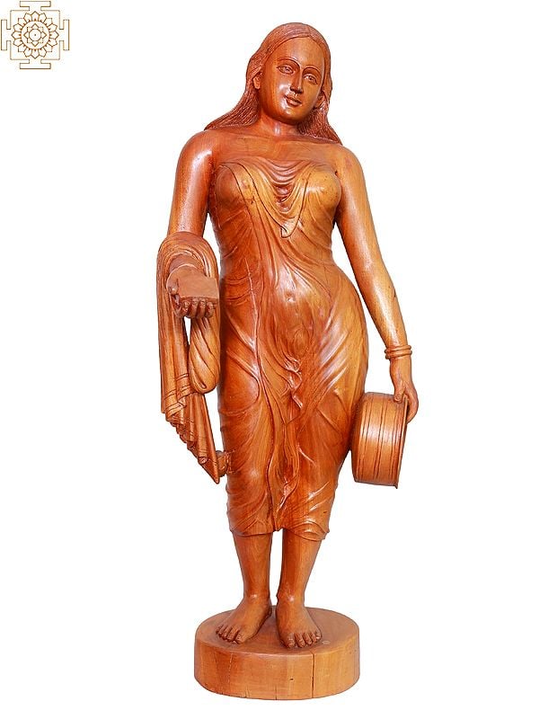 37"  Large Wooden Lady Figure