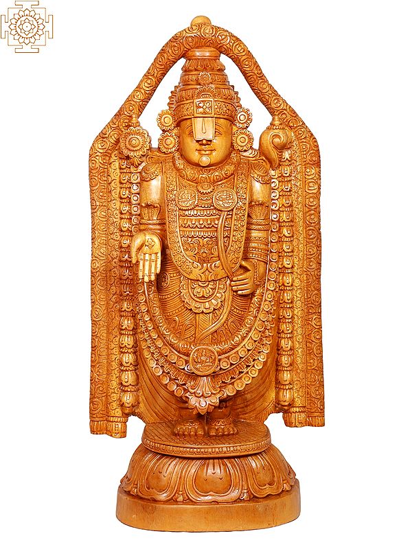 27" Wooden Lord Tirupati Balaji (Venkateshvara)