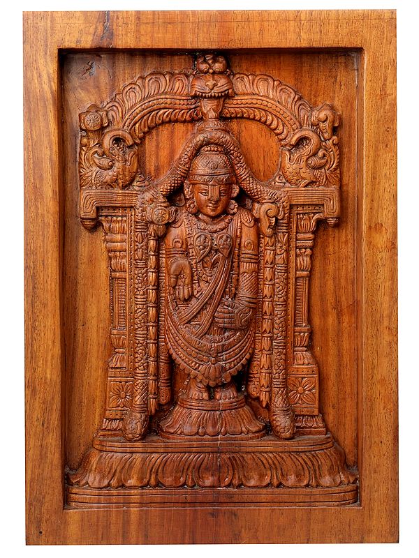 Wooden Shri Tirupati Balaji Wall Panel