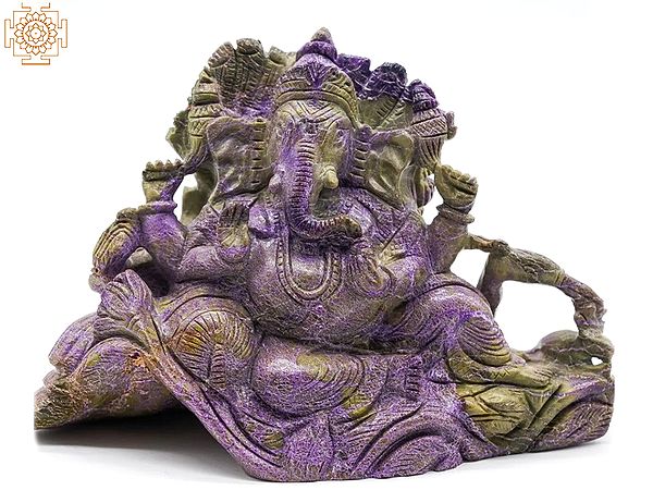 6" Small Stichtite Gemstone Carving of Shri Lord Ganesha