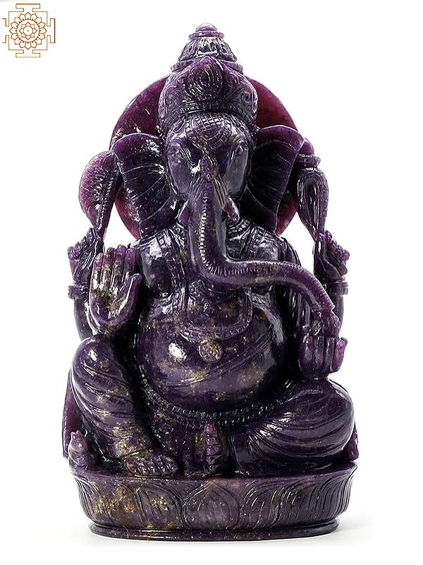 12" Small Lepidolite Gemstone Carving of Lord Ganesha