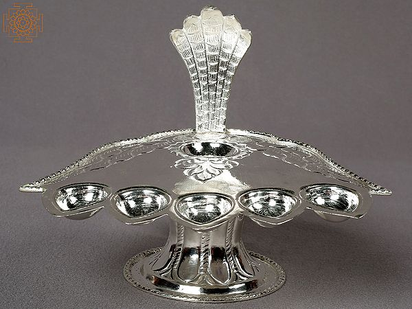 7" Silver Handheld Aarti Diya