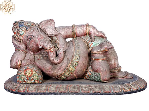 42" Wooden Lord Vinayak in Relaxing Position