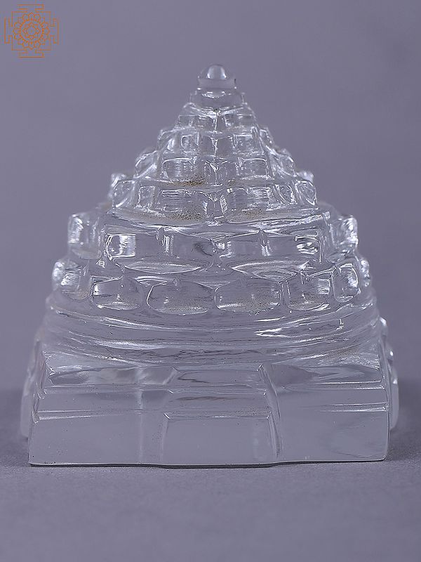 1" Small Shri Yantra Carved in Crystal | Handmade