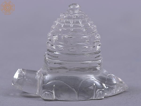 1" Crystal Carving of Small Shri Yantra on Turtle (Gemstone Statue)