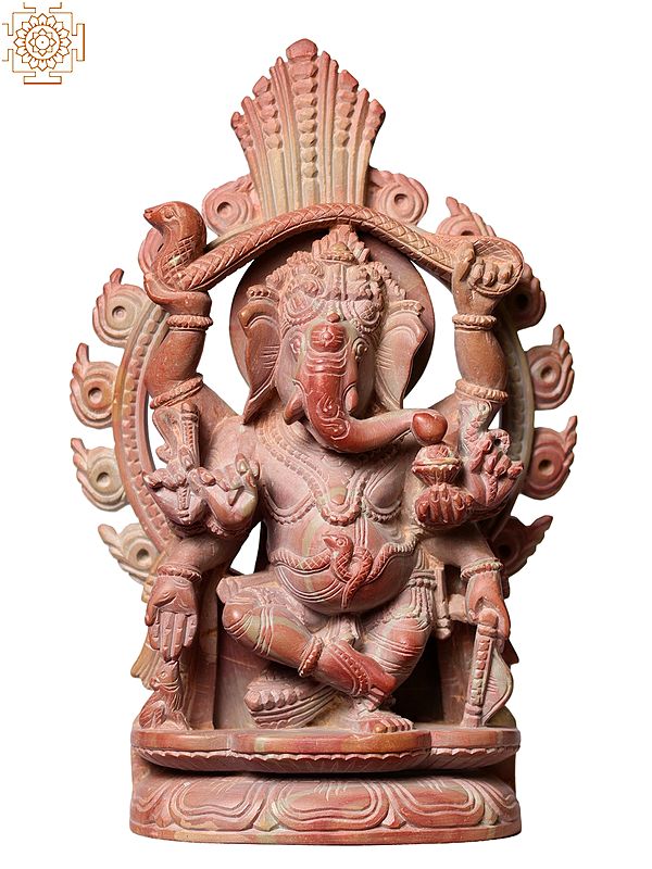 6" Small Pink Stone Lord Ganesha