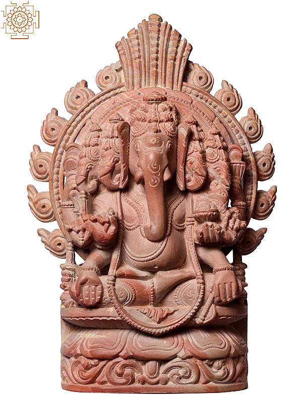 6" Small Pink Stone Panchamukhi Lord Ganesha