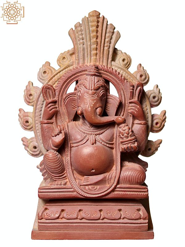 3" Small Pink Stone Lord Ganesha Eating Modak