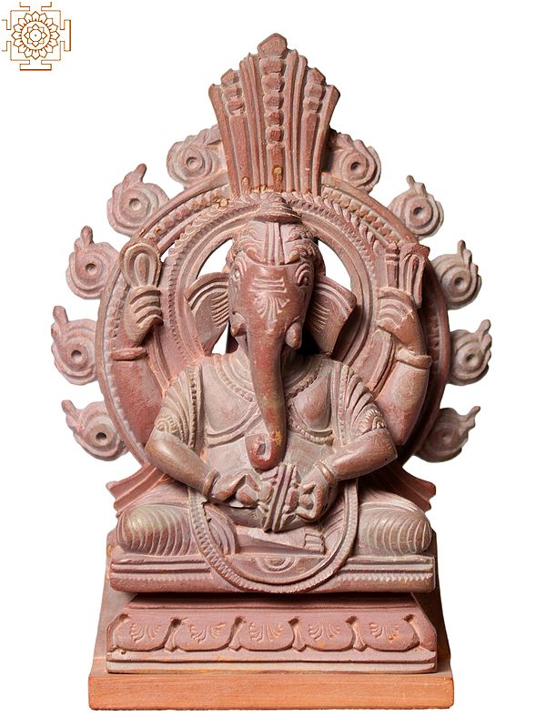 3" Small Pink Stone Lord Ganesha Playing Musical Instrument