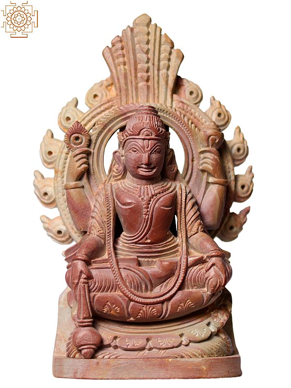 4" Small Pink Stone Lord Vishnu