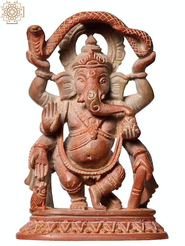 3" Small Pink Stone Dancing Lord Ganesha