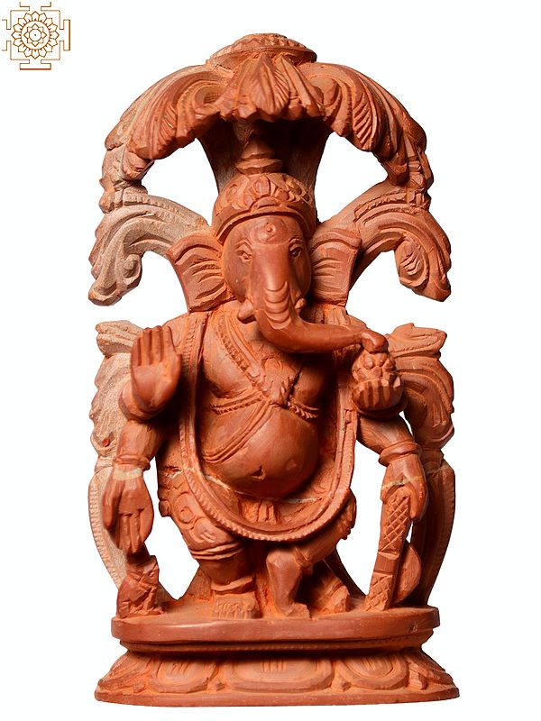 4" Small Pink Stone Dancing Lord Ganesha