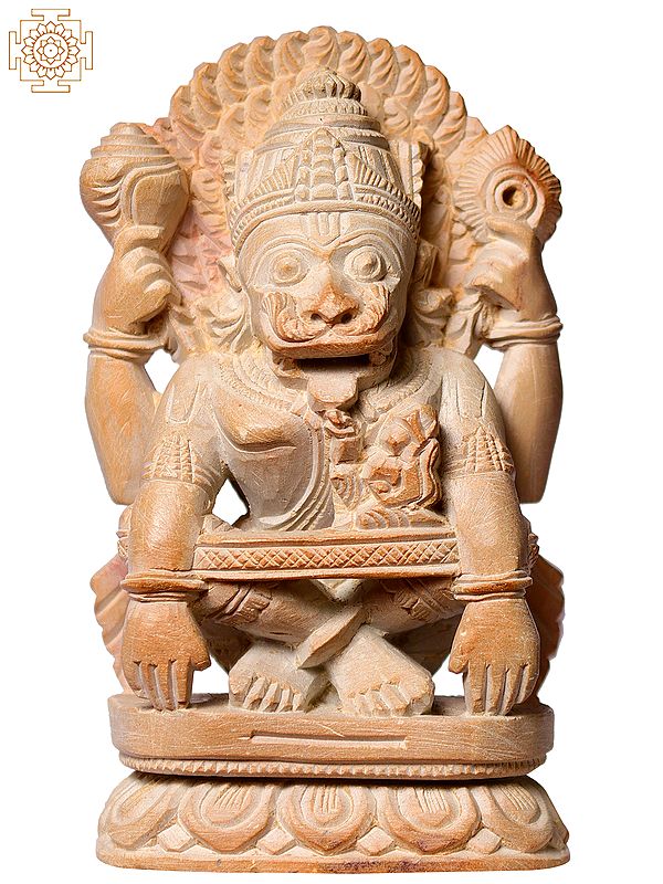 4" Small Pink Stone Lord Vishnu in Narasimha Avatar