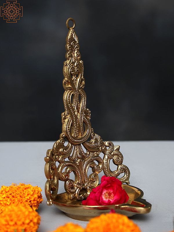 8" Brass Designer Wall Hanging Diya Exotic India Art