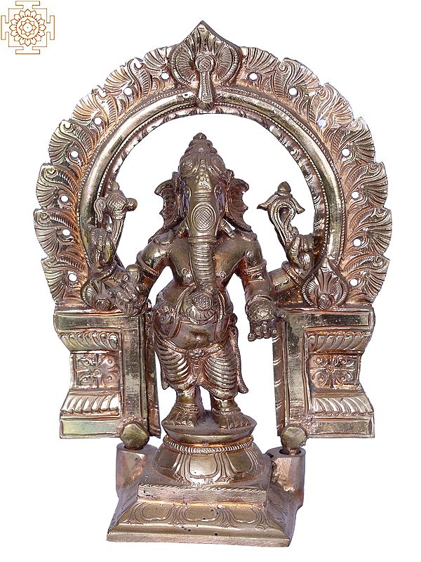 7" Four-Armed Standing Lord Ganapati Idol | Madhuchista Vidhana (Lost-Wax) | Panchaloha Bronze from Swamimalai
