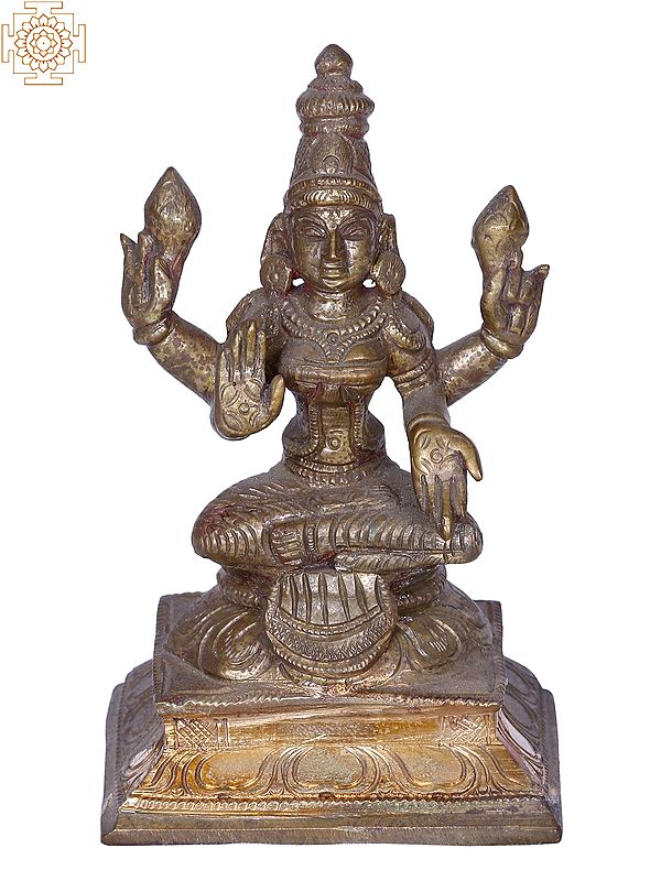 5" Sitting Goddess Lakshmi Statue | Madhuchista Vidhana (Lost-Wax) | Panchaloha Bronze from Swamimalai