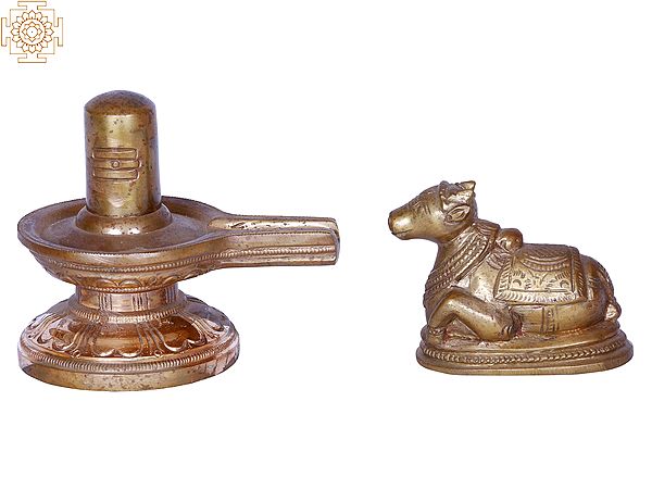 5" Shivalinga - Nandi Set | Madhuchista Vidhana (Lost-Wax) | Panchaloha Bronze from Swamimalai