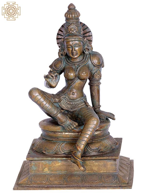 13" Goddess Parvati Panchaloha Bronze Figurine from Swamimalai | Madhuchista Vidhana (Lost-Wax)