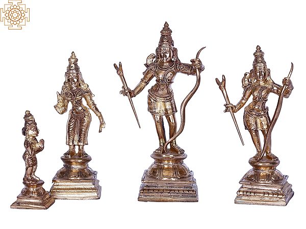 6" Standing Lord Rama Darbar (Ram, Sita, Laxman & Hanuman) | Handmade | Madhuchista Vidhana (Lost-Wax) | Panchaloha Bronze from Swamimalai