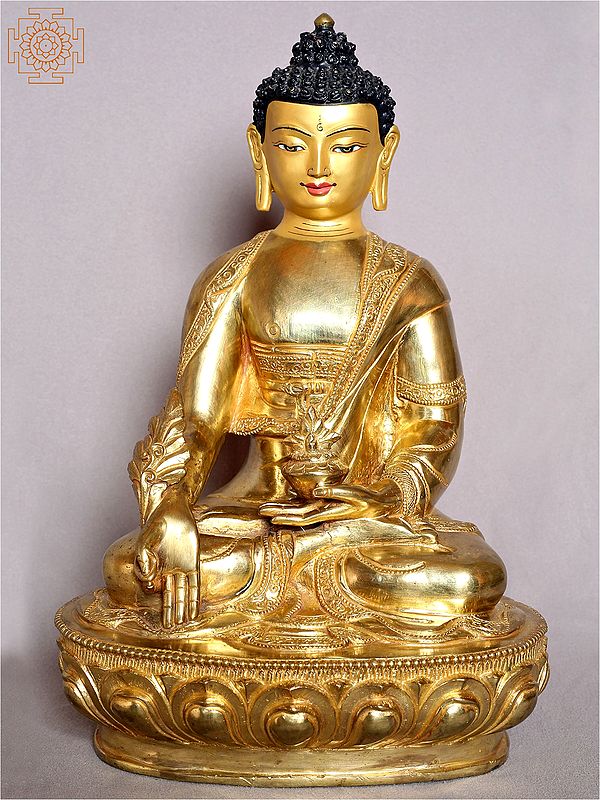 13" Shakyamuni Buddha Copper Statue Gilded with Gold from Nepal