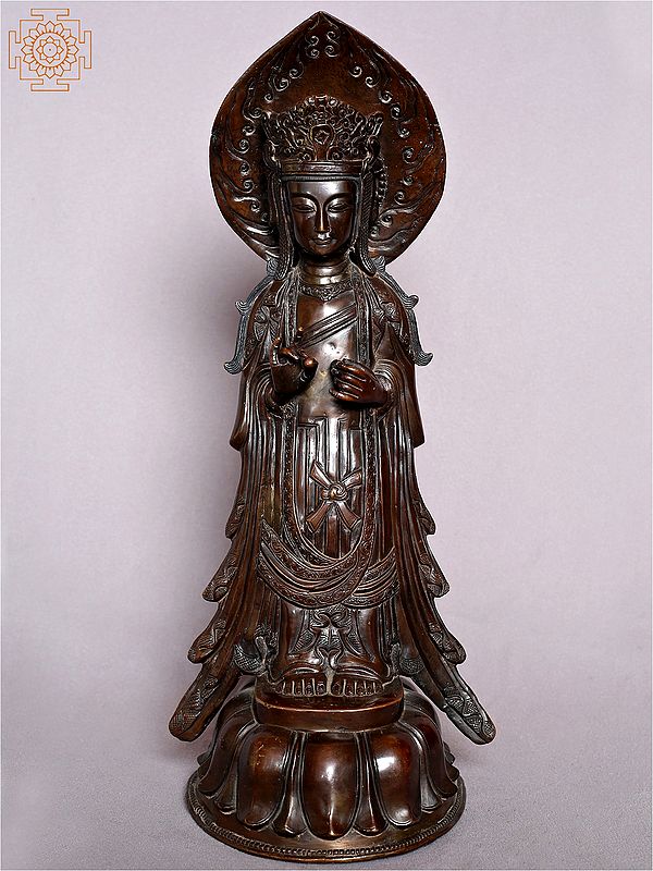 13" Standing Guanyin Buddha Statue From Nepal