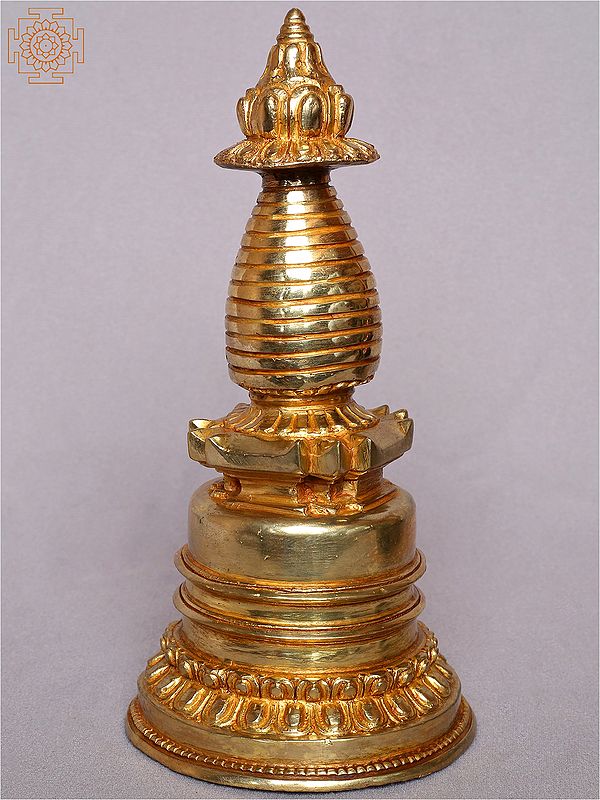 8" Copper Buddhist Stupa from Nepal