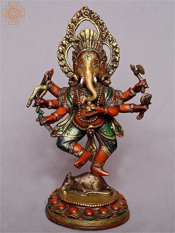 7" Colourful Standing Lord Ganesha From Nepal