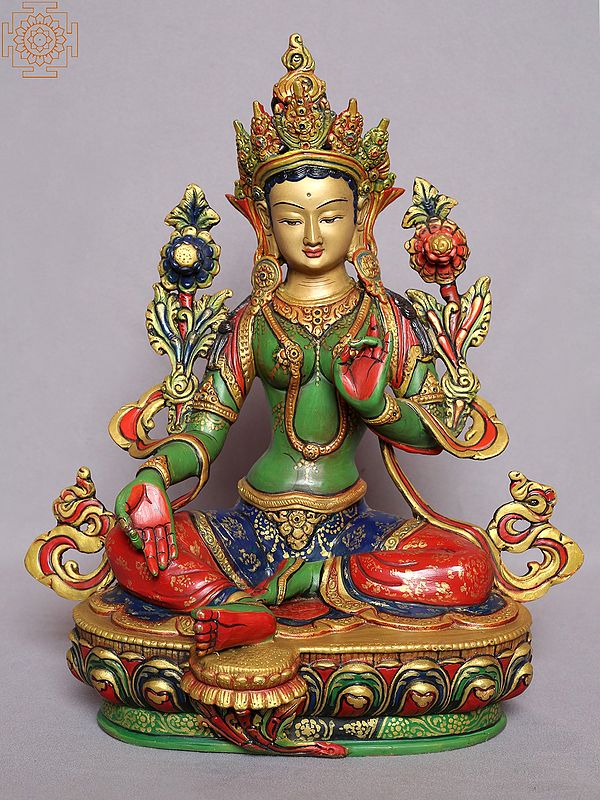 13" Colorful Goddess Green Tara from Nepal