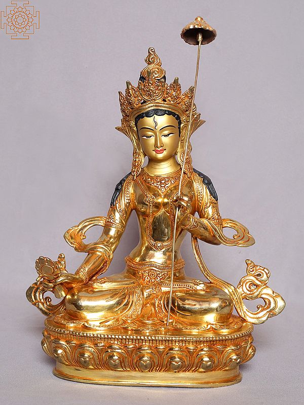 14" Ushnisha Sitatapatra (Goddess of White Umbrella) Copper Statue