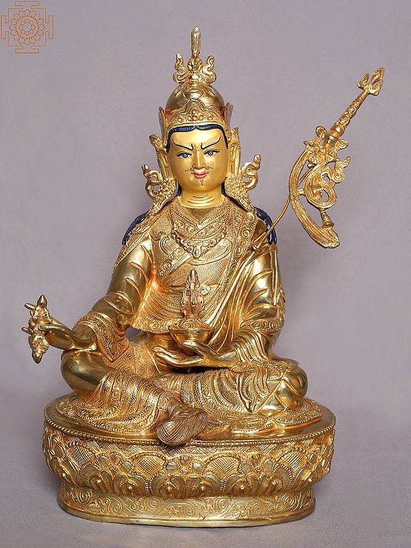 14" Nepalese Guru Padmasambhava Copper Figurine