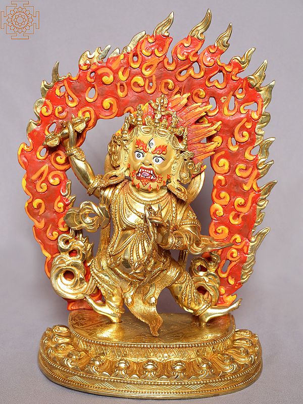 12" Vajrapani Idol from Nepal | Tibetan Buddhist Deity Copper Statue