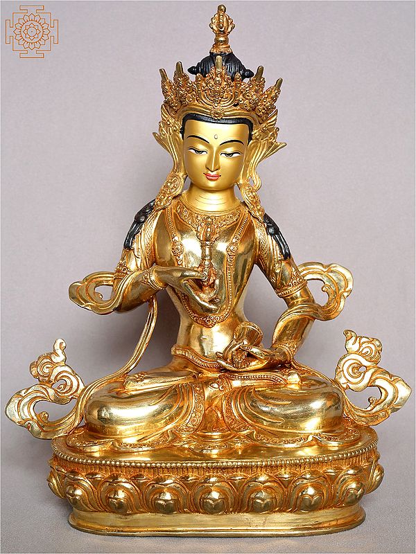 13" Tibetan Buddhist Deity Vajrasattva Copper Figurine from Nepal