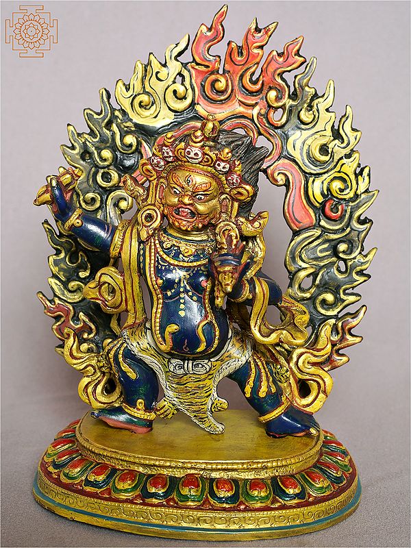 8" Colourful Vajrapani Copper Figurine from Nepal