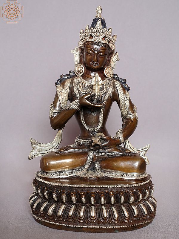 9" Buddhist Deity Vajrasattva Copper Sculpture from Nepal