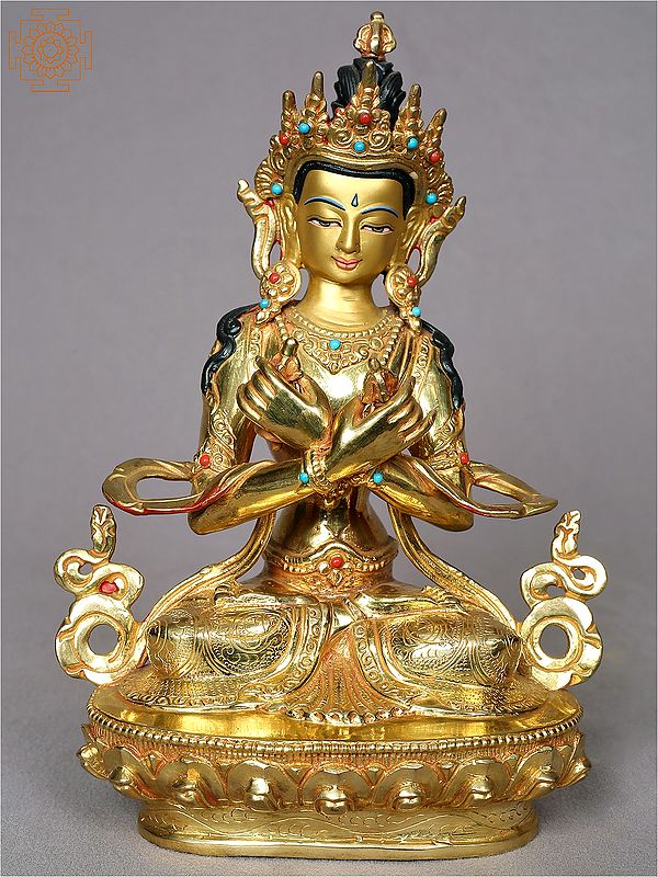 8.5" Vajradhara Copper Idol from Nepal | Tibetan Buddhist Deity Statue