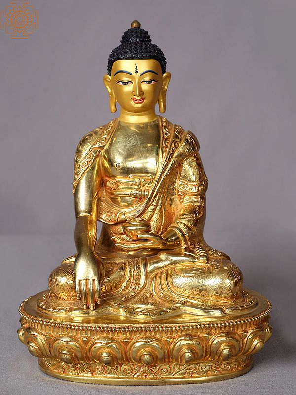 8" Shakyamuni Buddha Gilded Copper Statue from Nepal