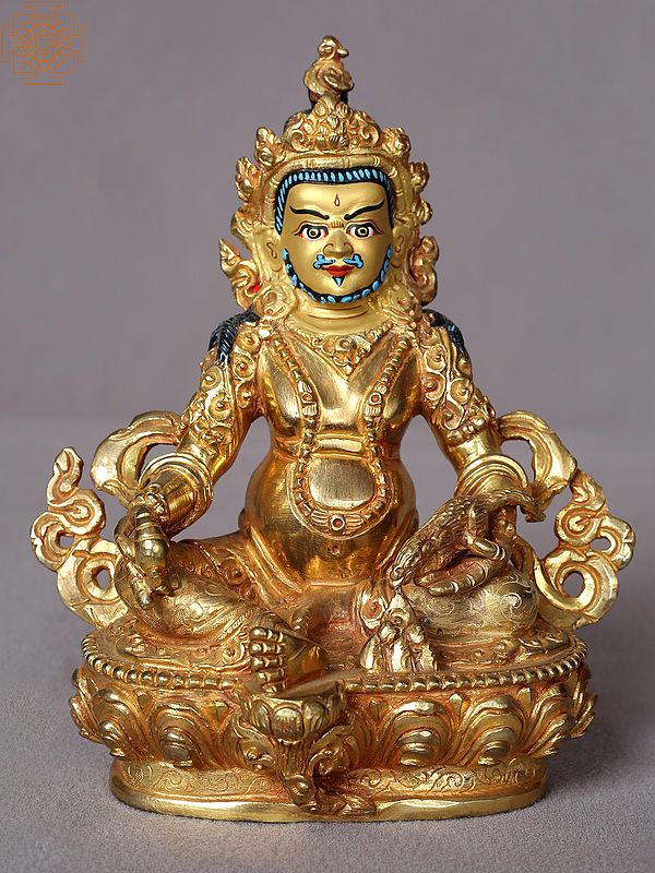 6" Lord Kubera Gilded Copper Statue from Nepal