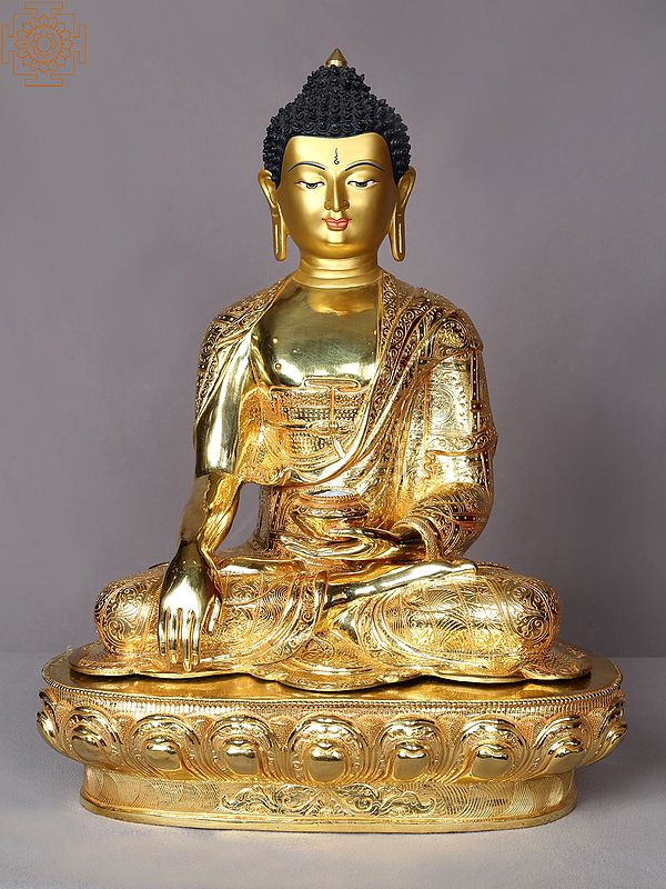 Nepalese Gilded Copper Shakyamuni Buddha Statue