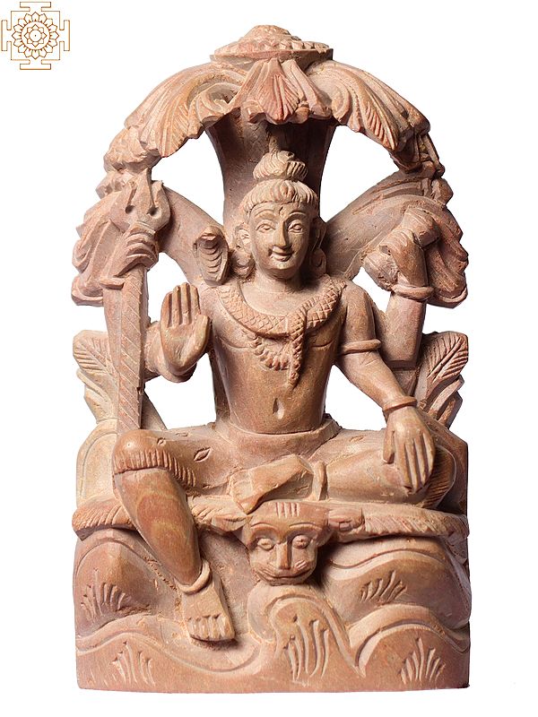 4" Small Blessing Lord Shiva Pink Stone Sculpture