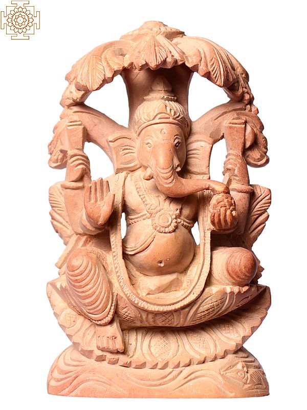 4" Small Vighnaharta Ganesha Stone Sculpture