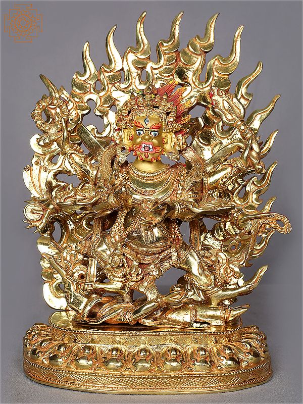 10" Two Armed Tibetan Buddhist Mahakala Statue From Nepal