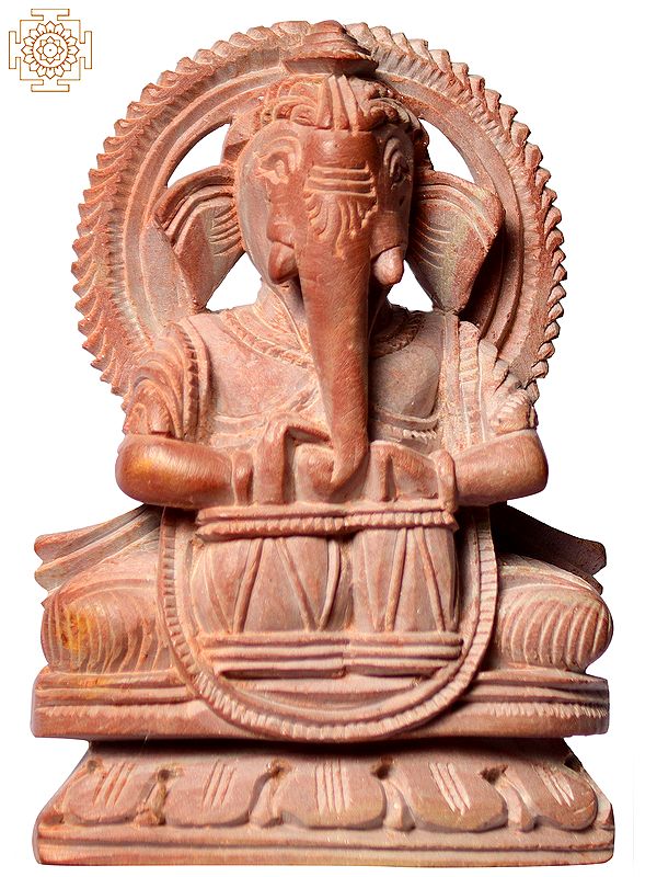 3" Lord Vinayaka Pink Stone Sculpture