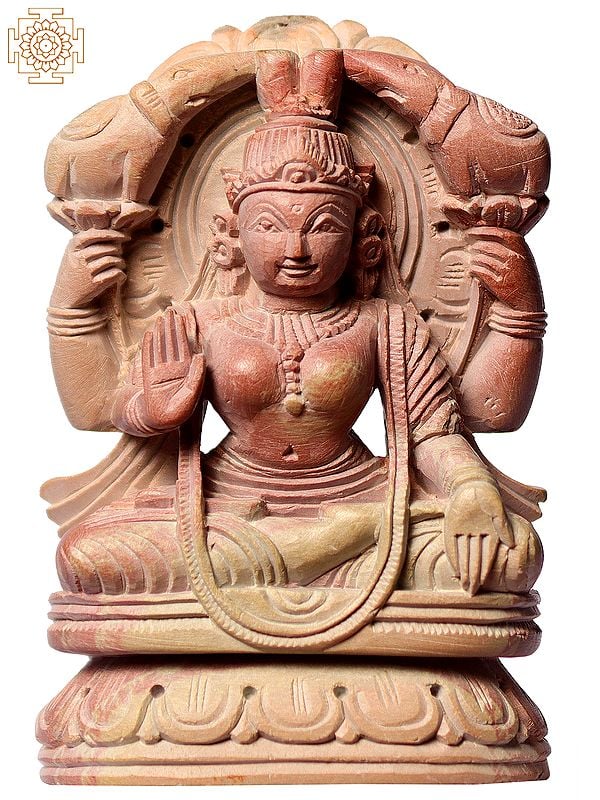 3" Small Goddess Lakshmi Pink Stone Sculpture