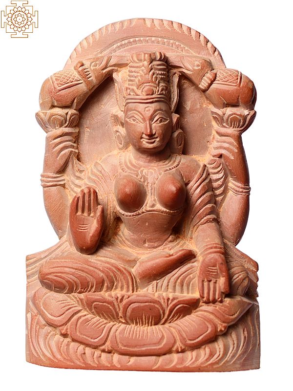 4" Small Hindu Goddess Laxmi Seated On Lotus