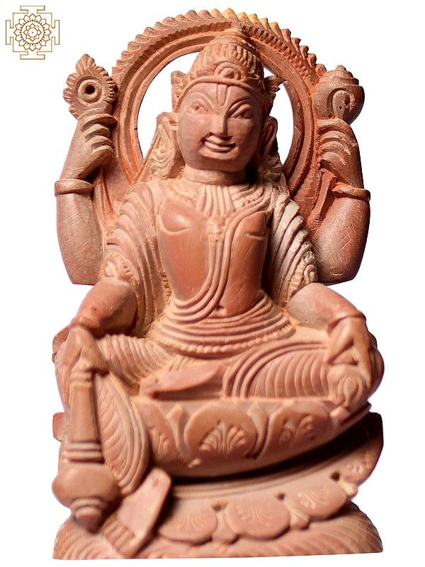 3" God Narayana Pink Stone Sculpture