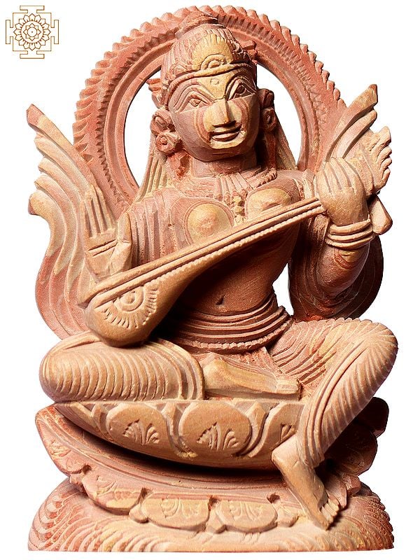 3" Goddess Saraswati Idol Seated with Veena