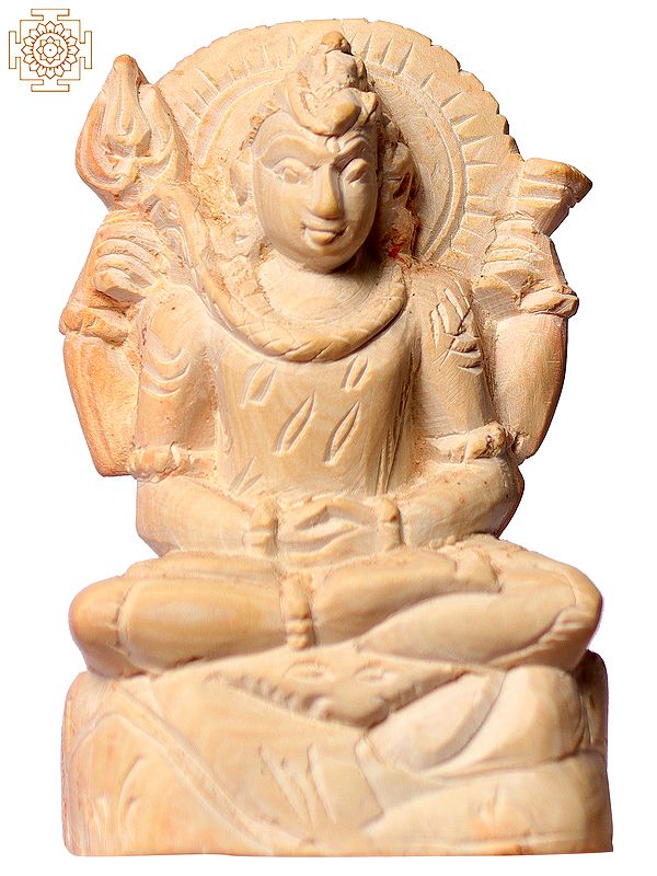 3" Lord Shiva Statue Carved in Premium Pink Stone