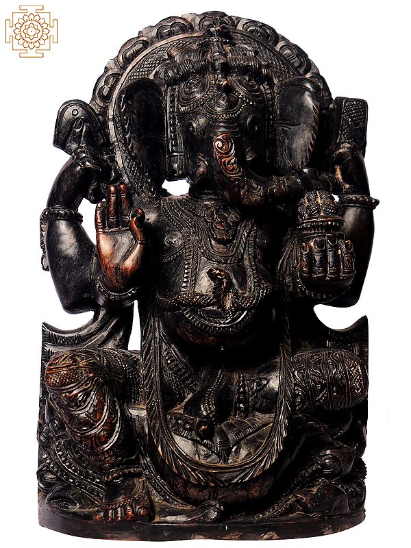 8" Black Stone Ganesha Sculpture