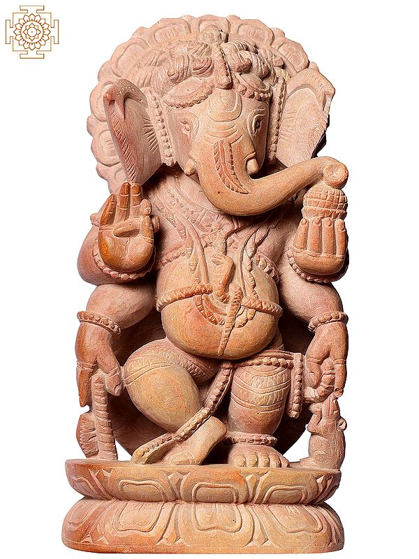 6" Small Lord Ganesha Pink Stone Idol