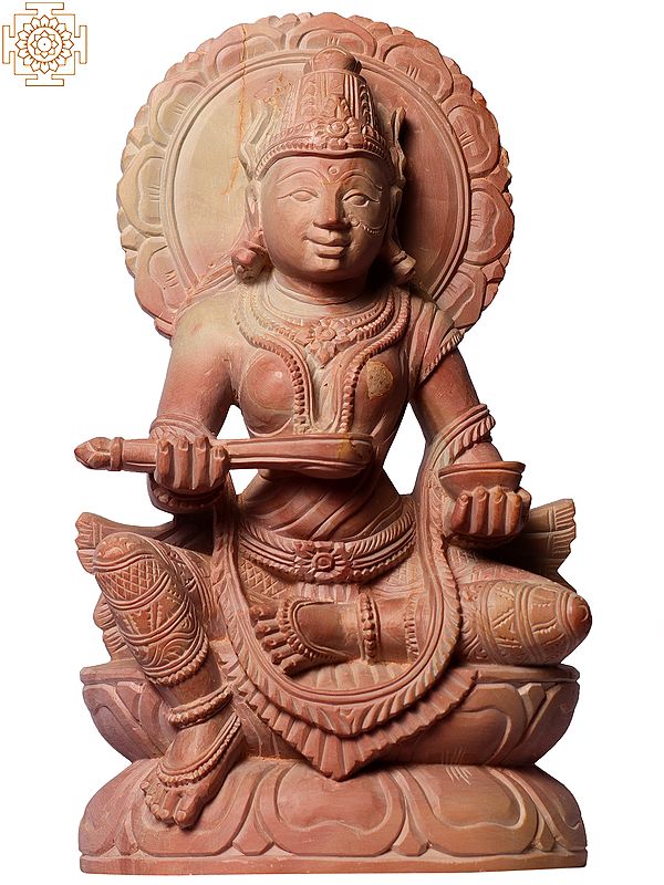 8" Goddess Annapurna Pink Stone Sculpture